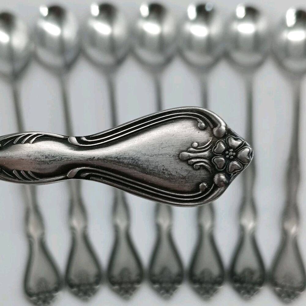 8X LHTsp Vtg Noritake Stainless Japan Sylvia Long Handled Malt Tea Teaspoons